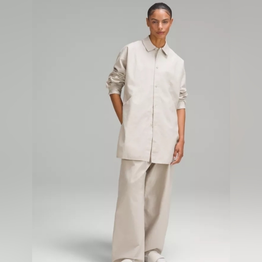LULULEMON LAB Jacquard Relaxed-Fit Shirt In Leopardo Jacquard MED Dove Grey SZ 8